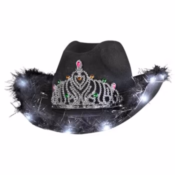 Light Up Black Bridal Cowboy Cowgirl Hat with Tiara All Products
