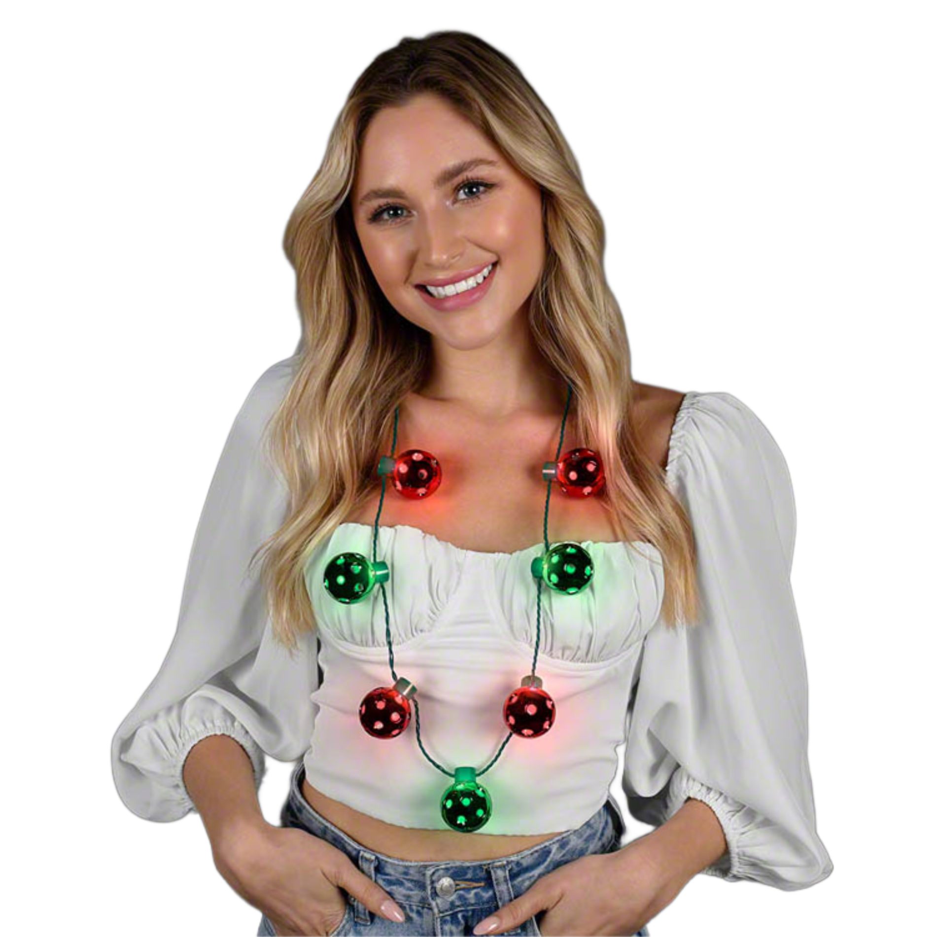 Light Up Christmas Metallic Shine Through Disco Balls Necklace All Products 5
