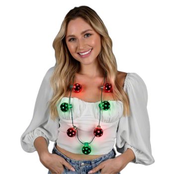 Light Up Christmas Metallic Shine Through Disco Balls Necklace All Products