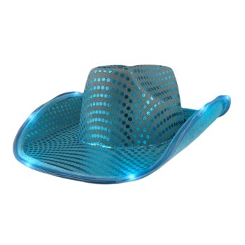 LED Flashing Cowboy Hat with Turquoise Sequins All Products