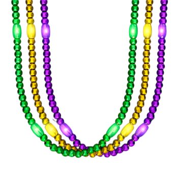LED Necklace with Mardi Gras Beads Pack of 12 All Products