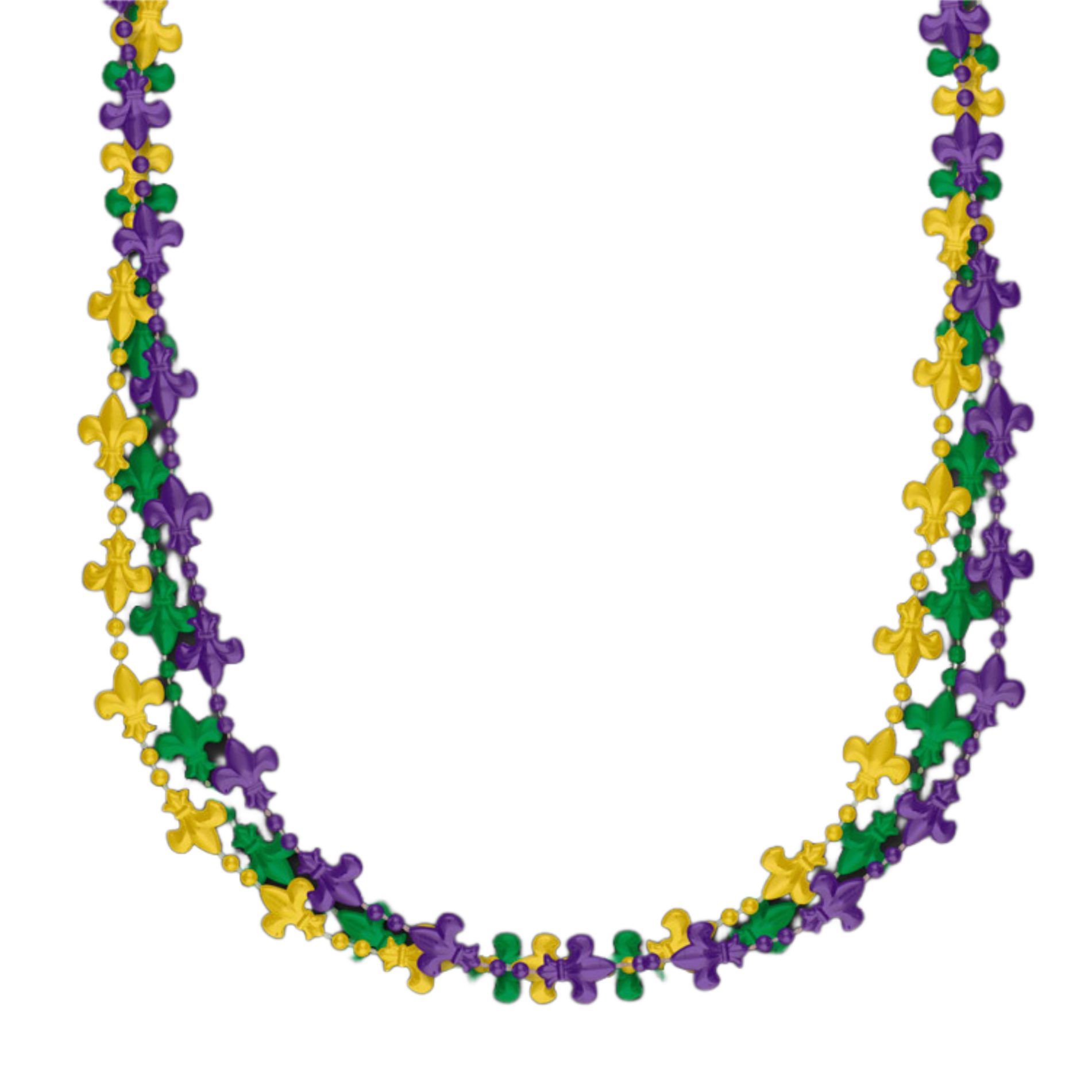 Non Light Up Fleur de Lis Beaded Necklace for Mardi Gras and Bourbon Street Parties Pack of 12 All Products 5