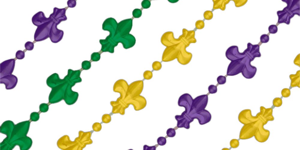 Non Light Up Fleur de Lis Beaded Necklace for Mardi Gras and Bourbon Street Parties Pack of 12 All Products