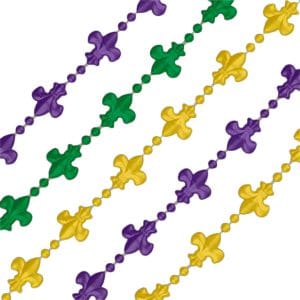 Non Light Up Fleur de Lis Beaded Necklace for Mardi Gras and Bourbon Street Parties Pack of 12 All Products