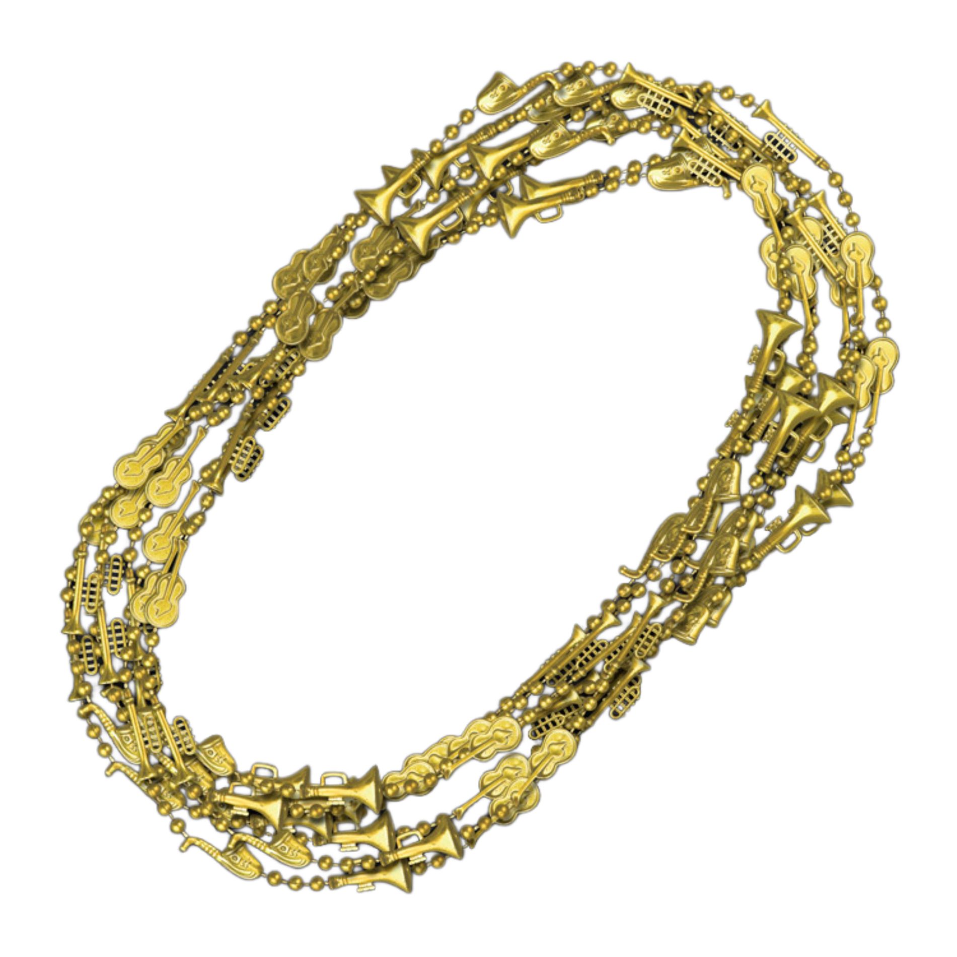 Non Light Up Metallic Gold Plated Jazz Instruments Beaded Necklace Pack of 12 All Products 6