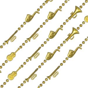 Non Light Up Metallic Gold Plated Jazz Instruments Beaded Necklace Pack of 12 All Products
