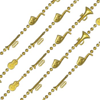 Non Light Up Metallic Gold Plated Jazz Instruments Beaded Necklace Pack of 12 All Products