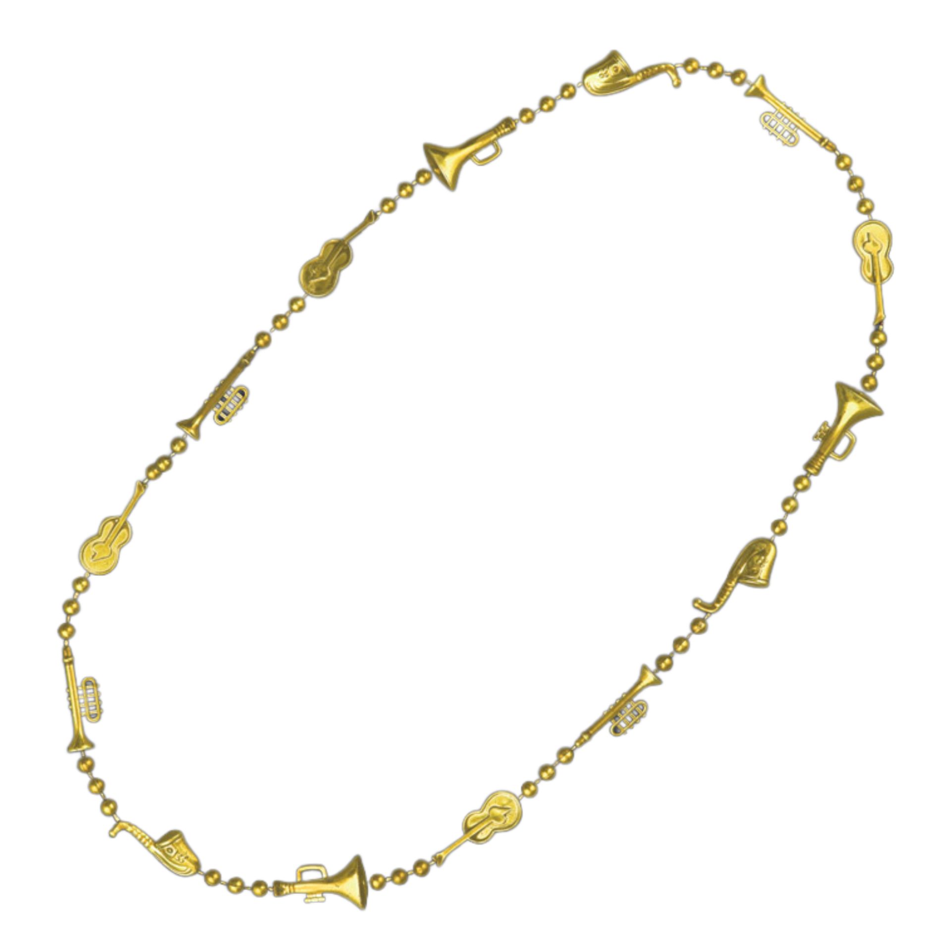 Non Light Up Metallic Gold Plated Jazz Instruments Beaded Necklace Pack of 12 All Products 5