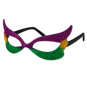 Mardi Gras Glitter Mask Glasses – Purple, Green & Gold