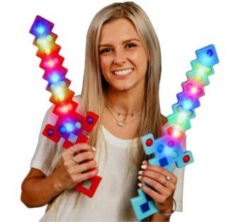 17 Inch Flashing Popping Fidget 3D Pixel Sword Assorted Colors of Red and Blue 1 Unit All Products