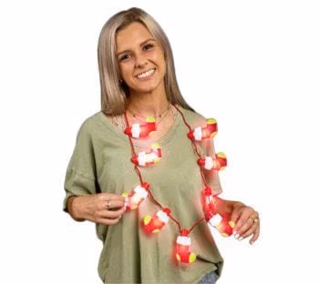 32 Inches Christmas Light Up Flashing 9 Stocking Charms Necklace All Products