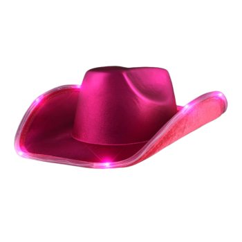 Light Up Shiny Satin Metallic Space Cowboy Hat Viva Pink Magenta All Products