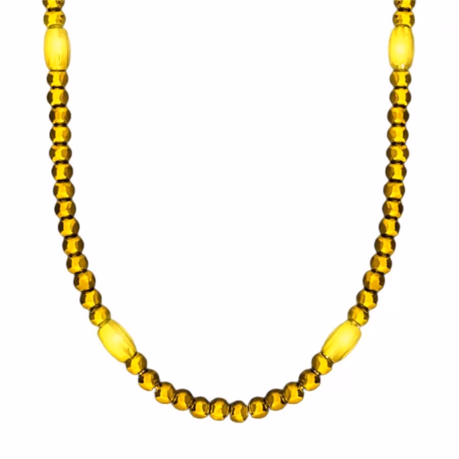 LED Necklace with Yellow Metallic Beads for Mardi Gras All Products 5