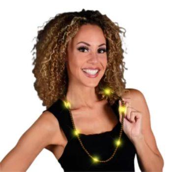 LED Necklace with Yellow Metallic Beads for Mardi Gras All Products