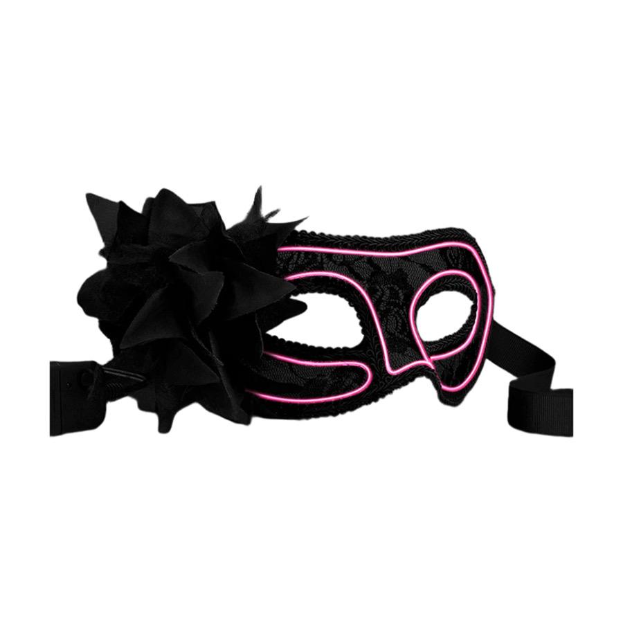 Pink Electro Luminescent Wire Black Lace Party Mask All Products 3