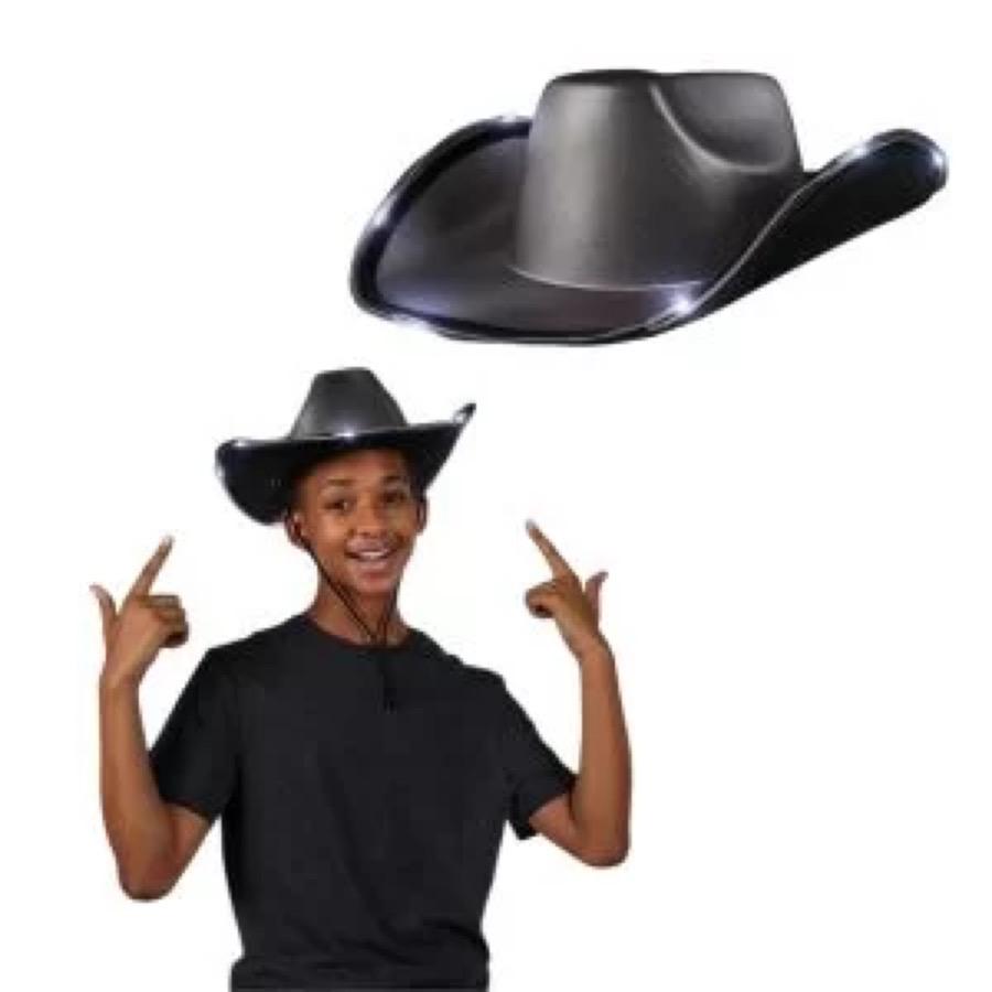 Light Up Shiny Satin Metallic Space Cowboy Hat Dark Silver All Products 4