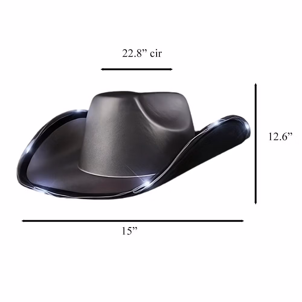 Light Up Shiny Satin Metallic Space Cowboy Hat Dark Silver Clubs, Concerts, Festivals, Disco 4