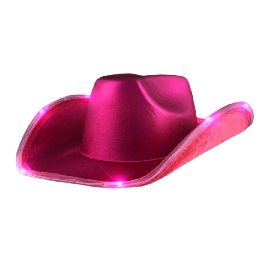 Light Up Shiny Satin Metallic Space Cowboy Hat Viva Pink Magenta All Products 3