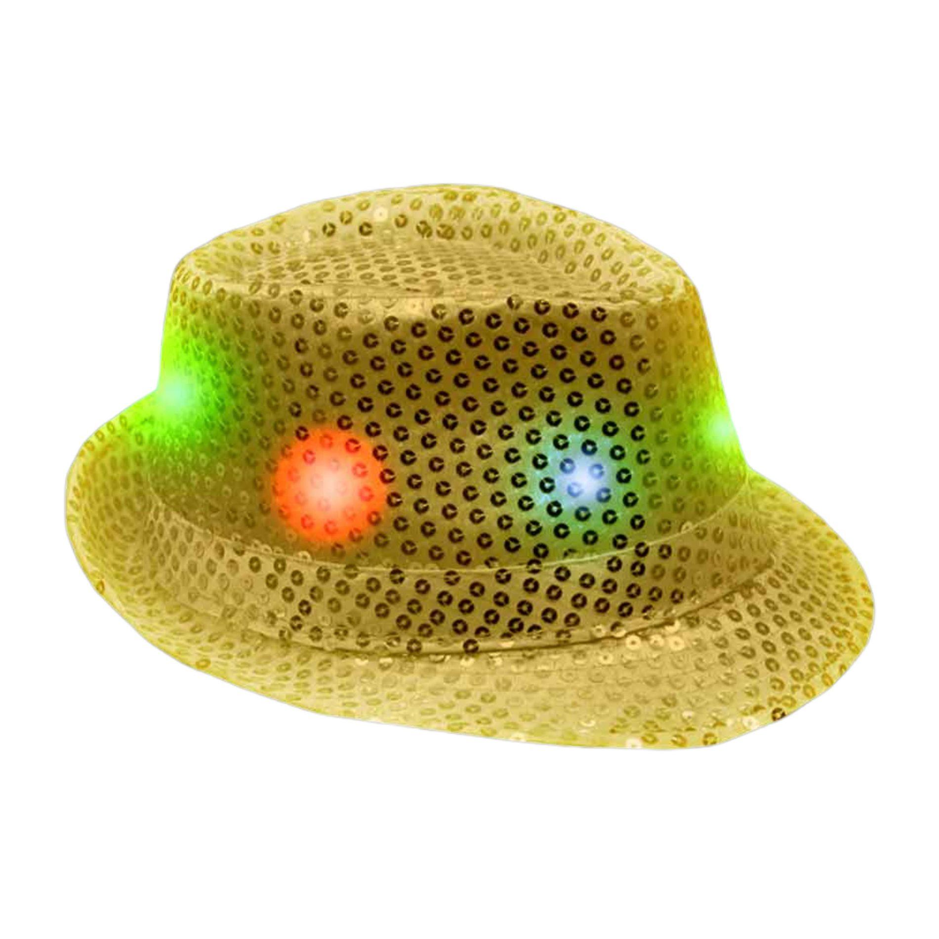 Light Up Flashing Gold Sequins Fedora with Multicolor LEDs All Products 5
