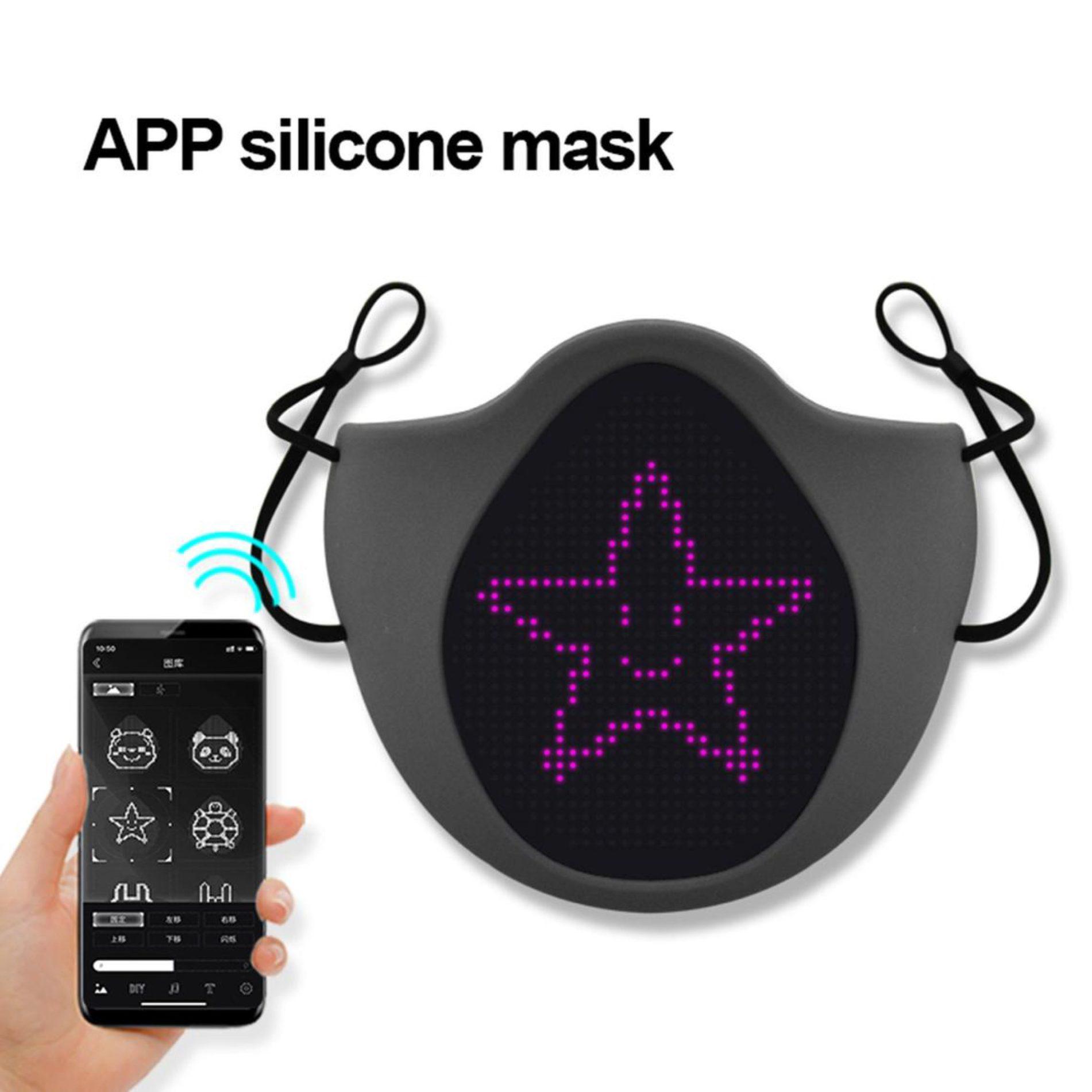 App Controlled Programmable LED Screen Bluetooth Multi-Language Mask USB Charging Grey Silicone All Products 7