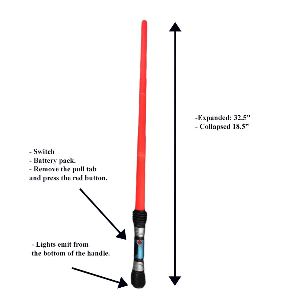 Galactic LED Expandable Red Light Saber Sword 4th of July 4