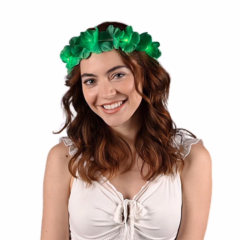 Island Girl Tropical Flower Crown Lei Headband Green for Mardi Gras All Products 3