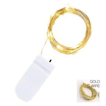 LED 20 Inch Gold Wire String Lights Warm White All Products