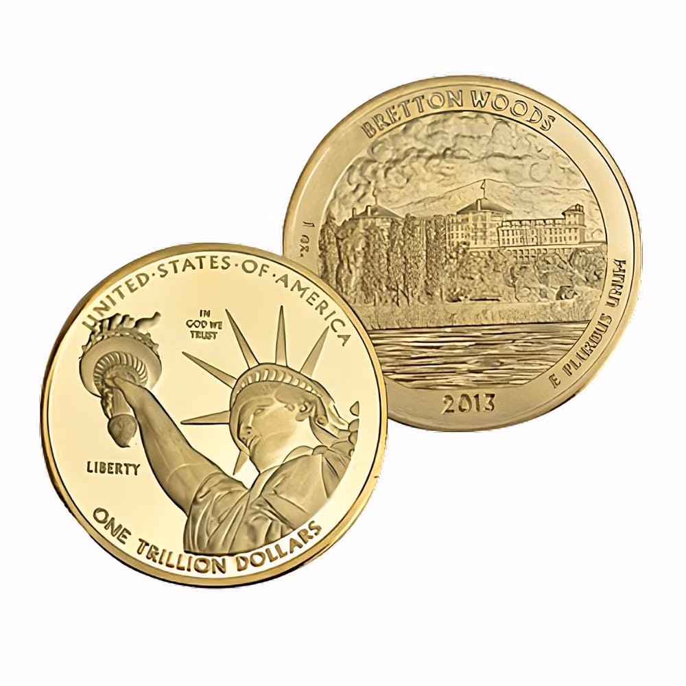 One Trillion Dollar Statue of Liberty Tribute Gold Plated Coin 24K Gold and Silver Plated Replica Bills 4