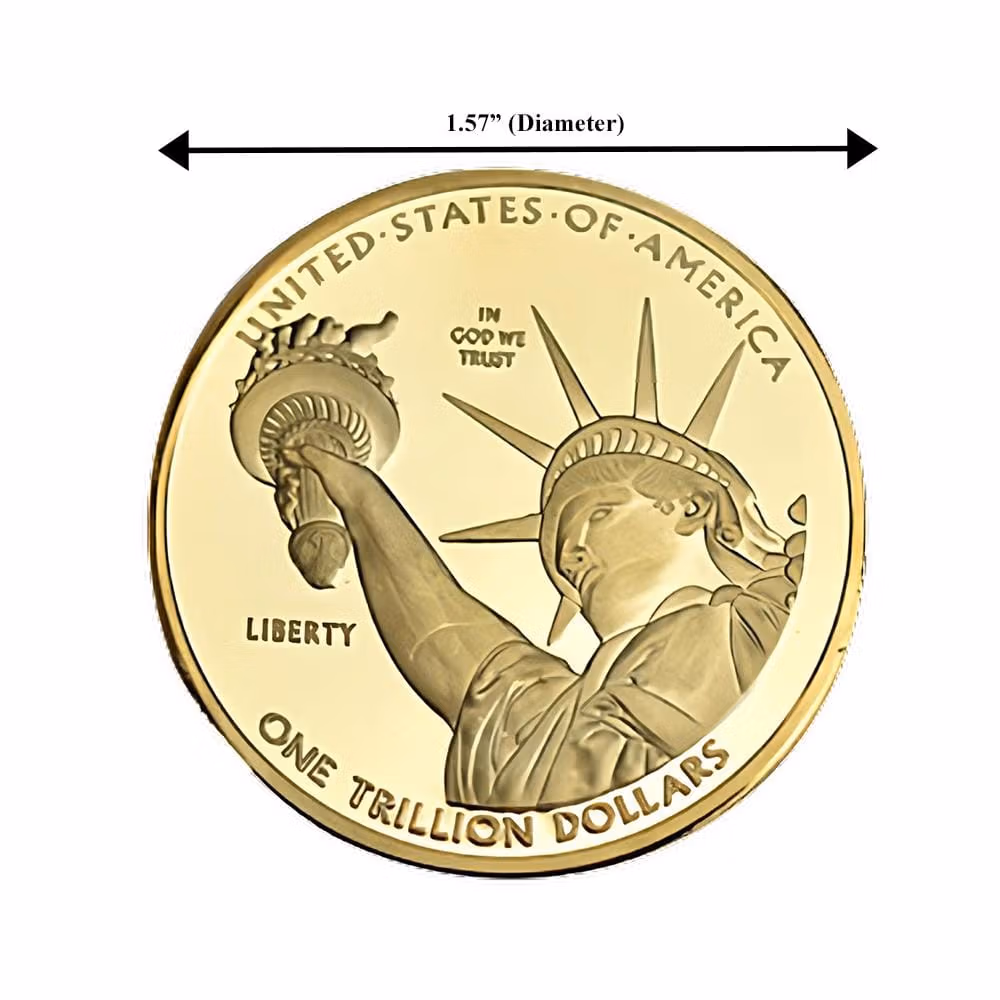 One Trillion Dollar Statue of Liberty Tribute Gold Plated Coin 24K Gold and Silver Plated Replica Bills 6