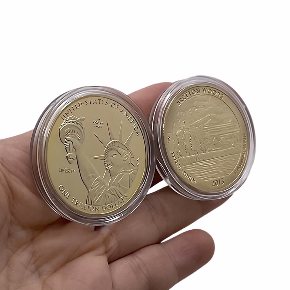 One Trillion Dollar Statue of Liberty Tribute Gold Plated Coin 24K Gold and Silver Plated Replica Bills 7