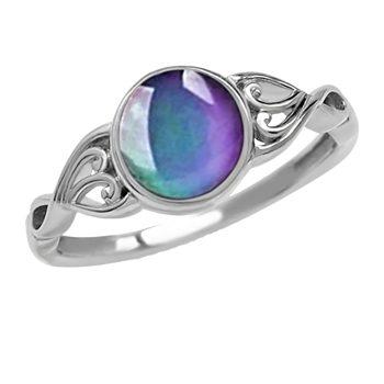 Round Mood Ring Authentic Real 925 Silver Size 8 All Products