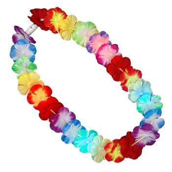 Light Up Hawaiian Flower Lei Necklace Rainbow All Products