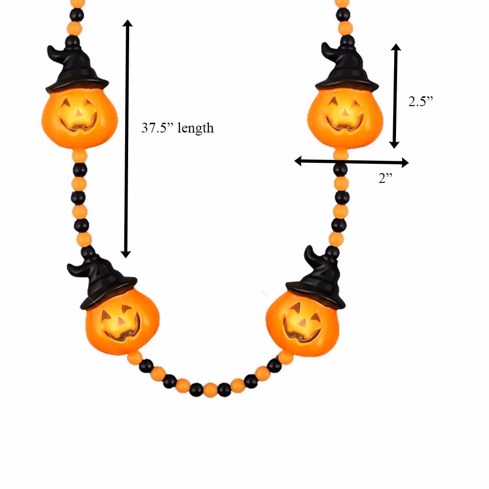 Light Up Witchy Pumpkin Beaded Necklace All Products 5