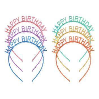 Unlit Happy Birthday Rainbow Headbands Pack of 6 All Products