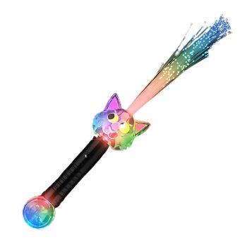 Light Up Multicolored Fiber Optic Cat Wand with Crystal Ball All Products