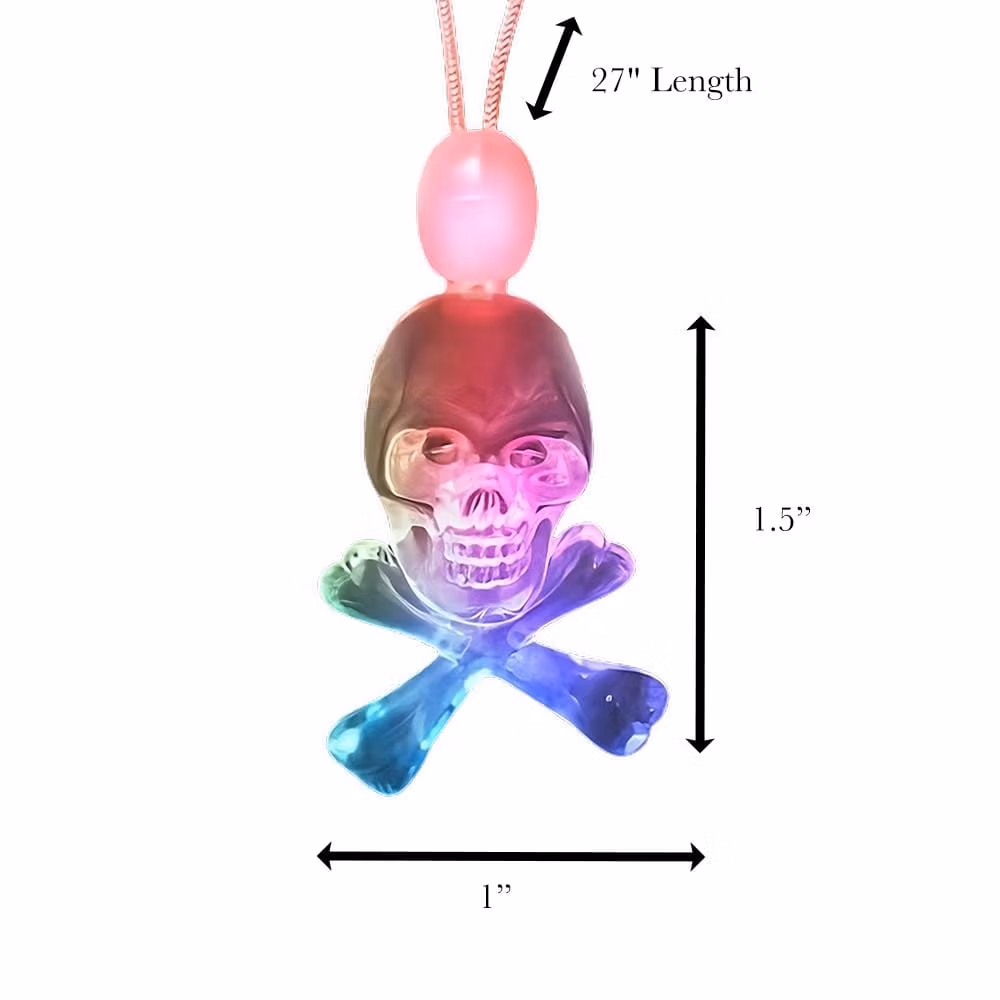 Light Up Acrylic Pirate Skull and Crossbones Charm Necklace All Products 4