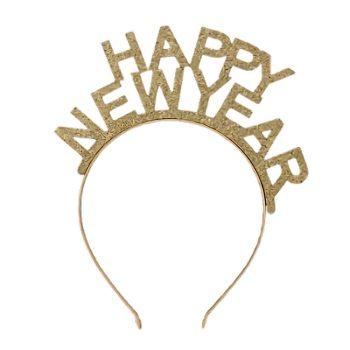 Happy New Year Unlit Gold Glitter Sparkling Headband All Products 3