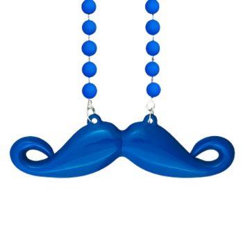 Funky Mustache Beaded Necklace Blue Pack of 12 All Products