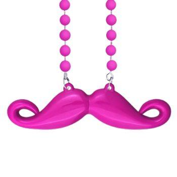 Funky Mustache Beaded Necklace Pink Pack of 12 All Products