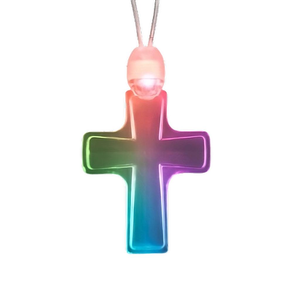 Expression of Faith Acrylic Cross Pendant Necklace with Multicolor LEDs All Products