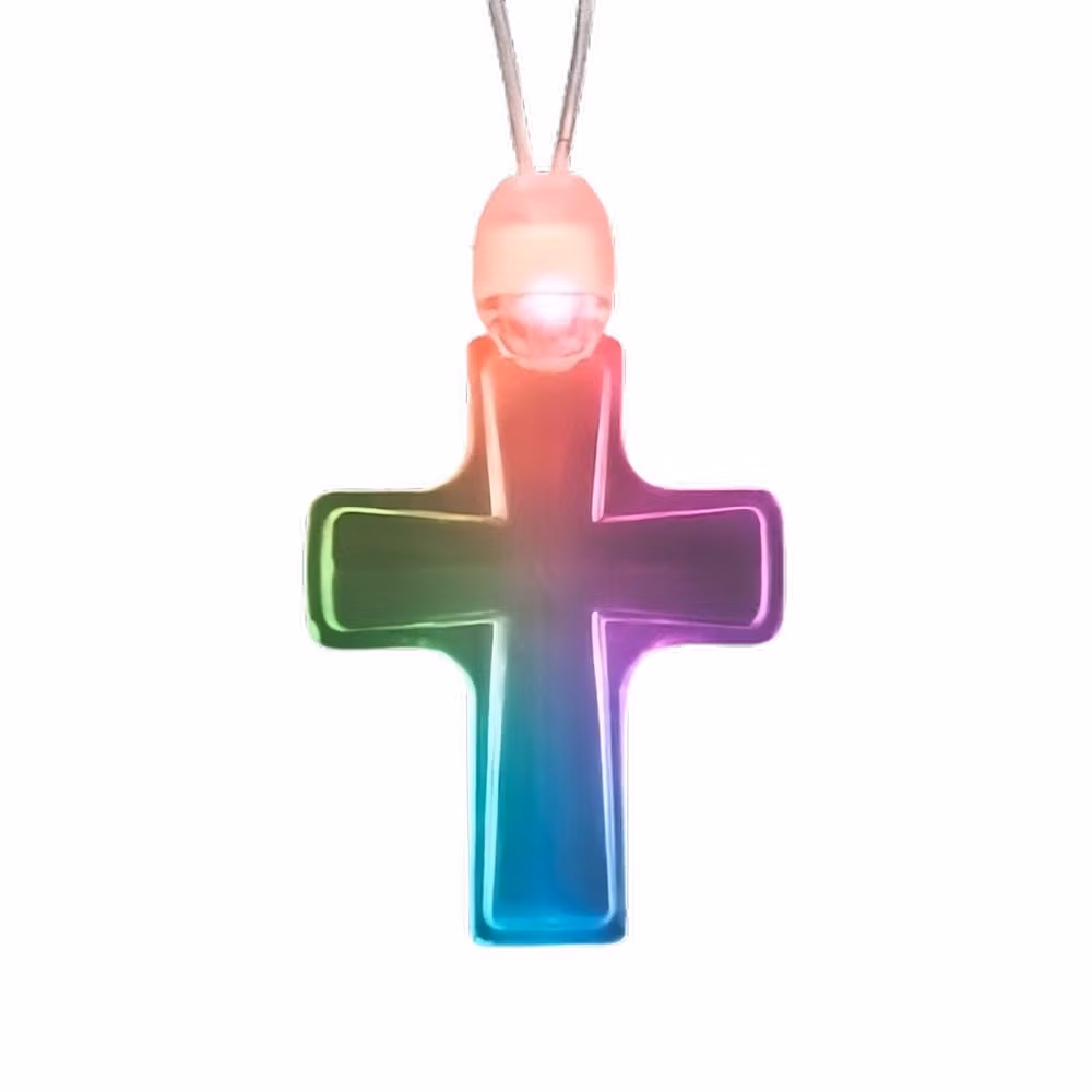 Expression of Faith Acrylic Cross Pendant Necklace with Multicolor LEDs All Products 3
