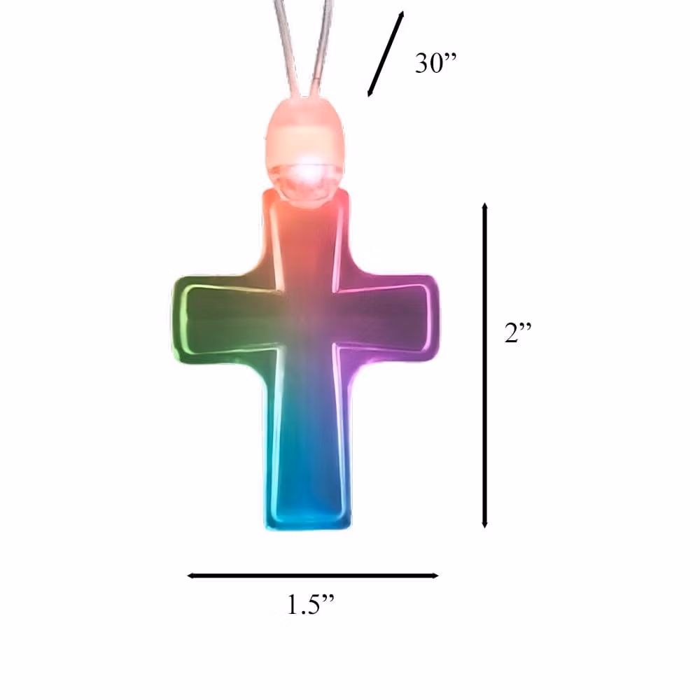 Expression of Faith Acrylic Cross Pendant Necklace with Multicolor LEDs All Products 4