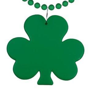 Pack of 12 Unlit Shamrock Charm St Patricks Medallion Green Beaded Necklace