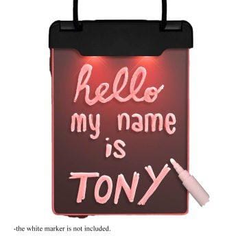 Red LED Personalized Write On Clear Plastic Badge Necklace