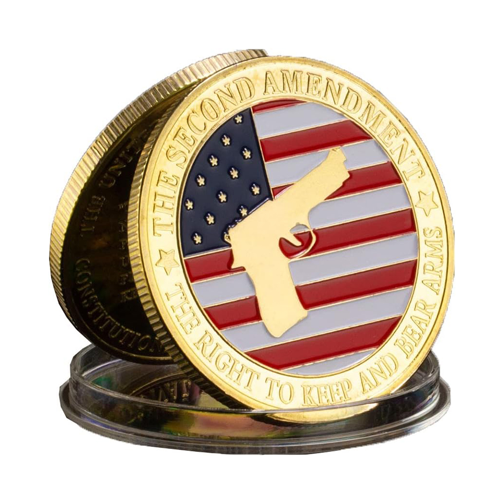 USA The Second Amendment Military Guns Gold Plated Challenge Coin All Products
