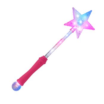 Crystal Star Wand with Opaque Pink Handle 4th of July