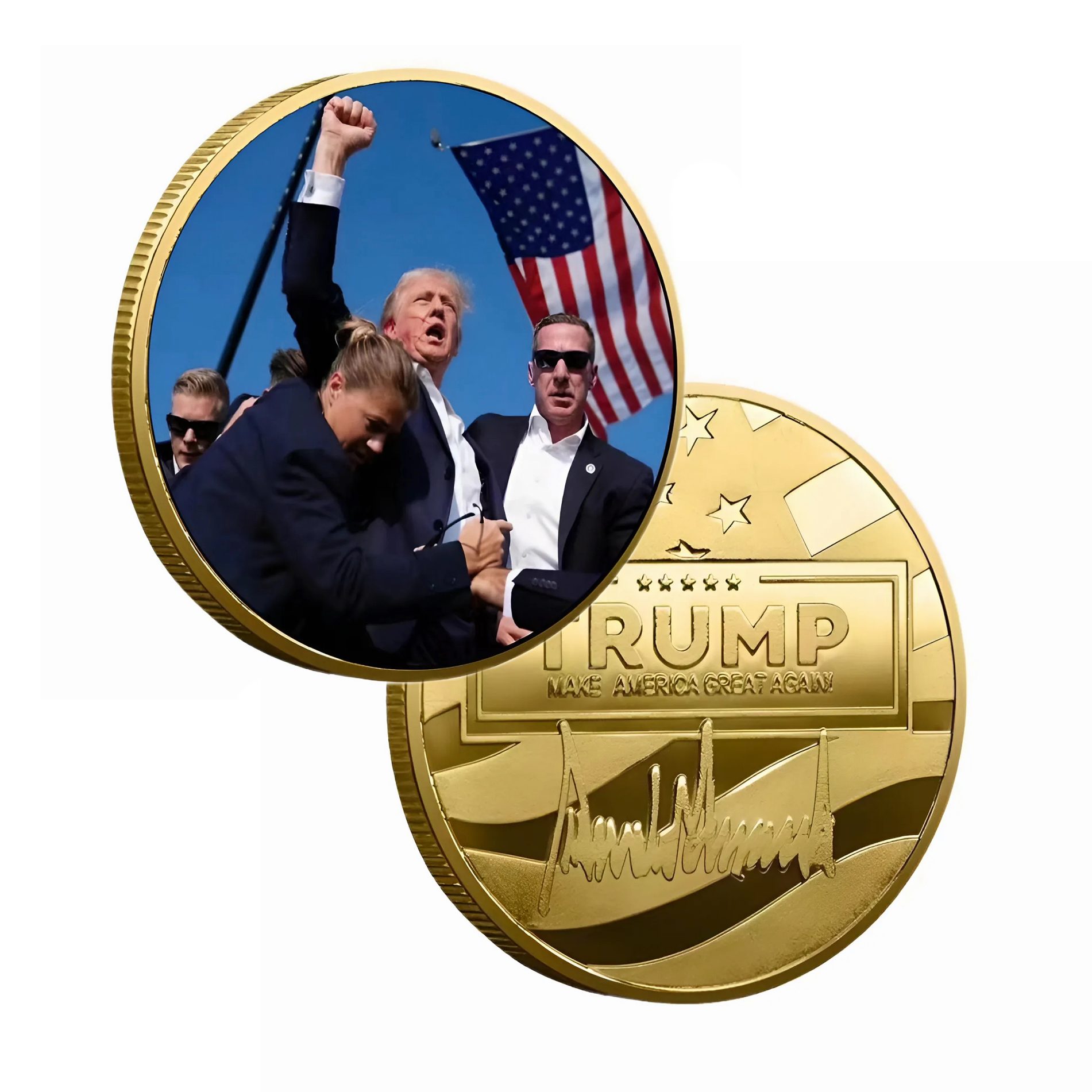 Battle Cry MAGA Donald Trump Rally Commemorative Gold Plated Coin All Products 3