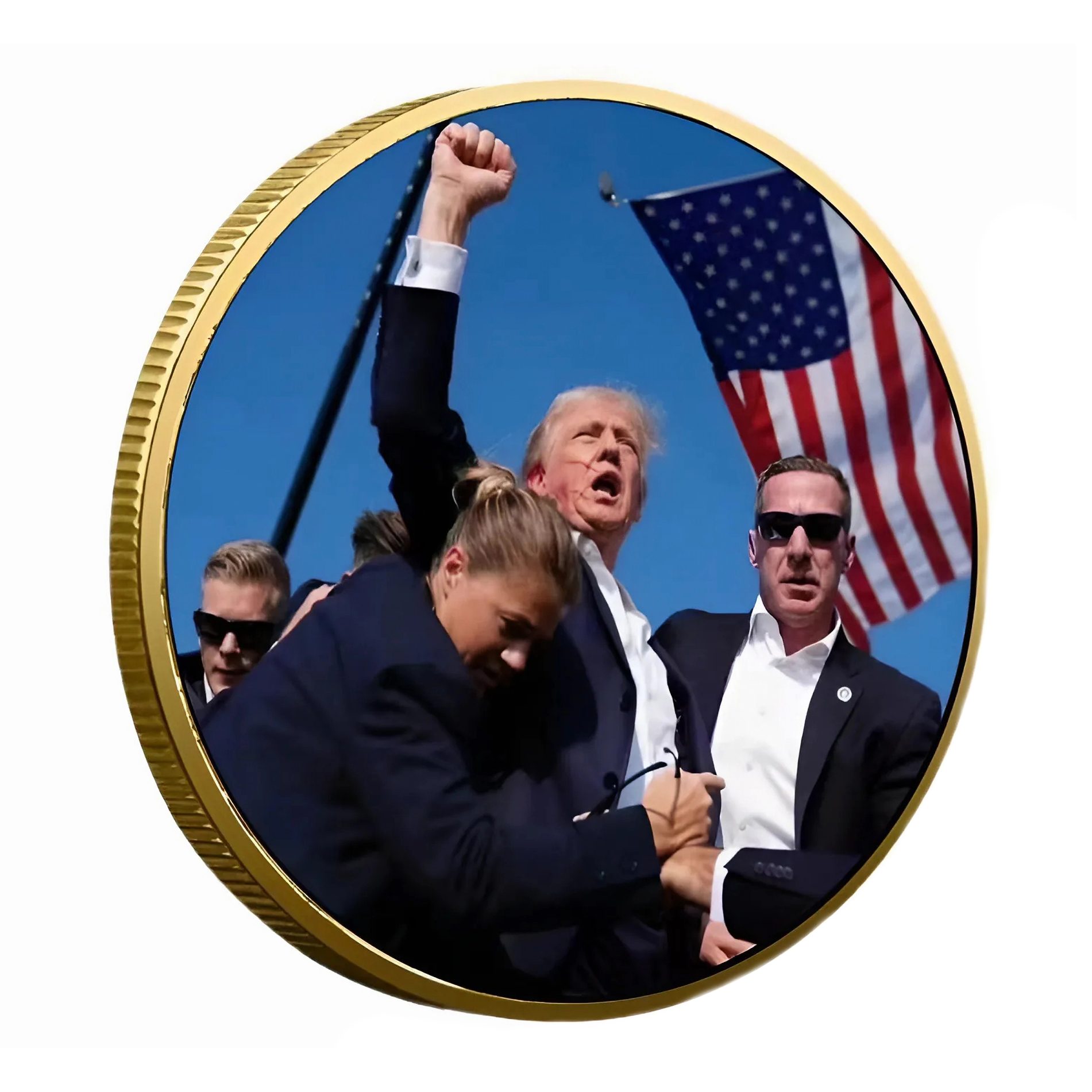 Battle Cry MAGA Donald Trump Rally Commemorative Gold Plated Coin All Products 4