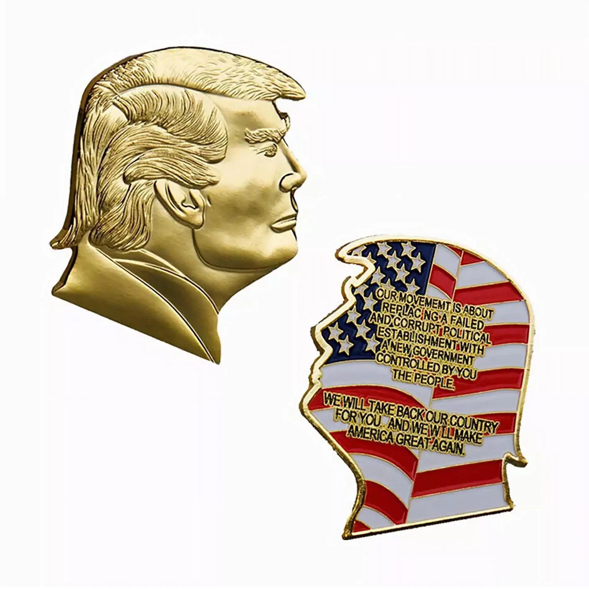 Donald Trump Head Patriotic Sculpture MAGA Commemorative Gold Plated Coin All Products 6