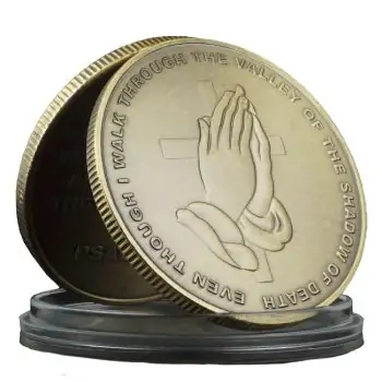 Fear Not Evil Praying Hands Cross Psalm 23:4 Christian Bible Commemorative Bronze Plated Coin All Products